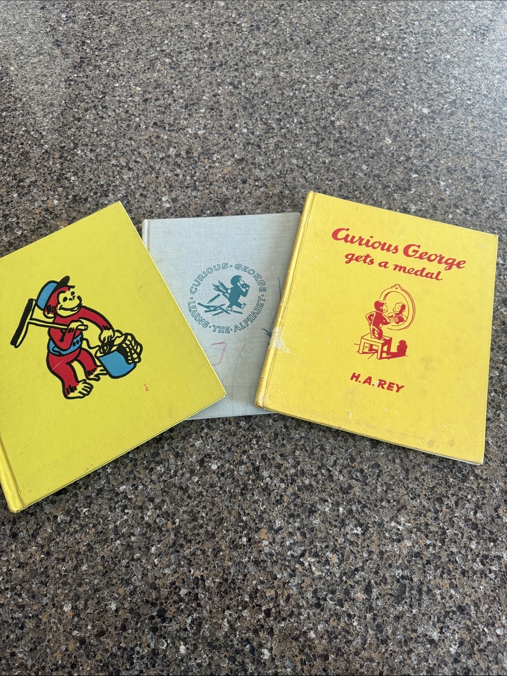3 Curious George Vintage Hardcover Kids' Books 1940's, 50's and 60's
